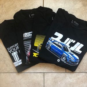 Pack Of 4 Car Enthusiast Black T Shirts Size Large